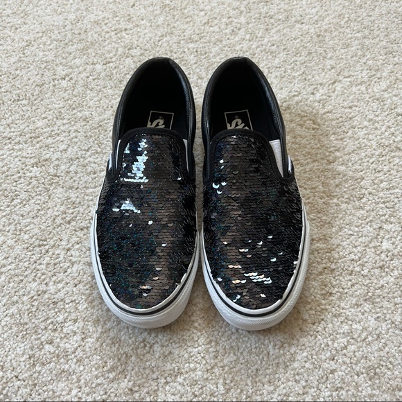 sequin slip on vans